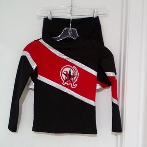 Gymnastics set for girl Red & Silver with Glitter long sleeves